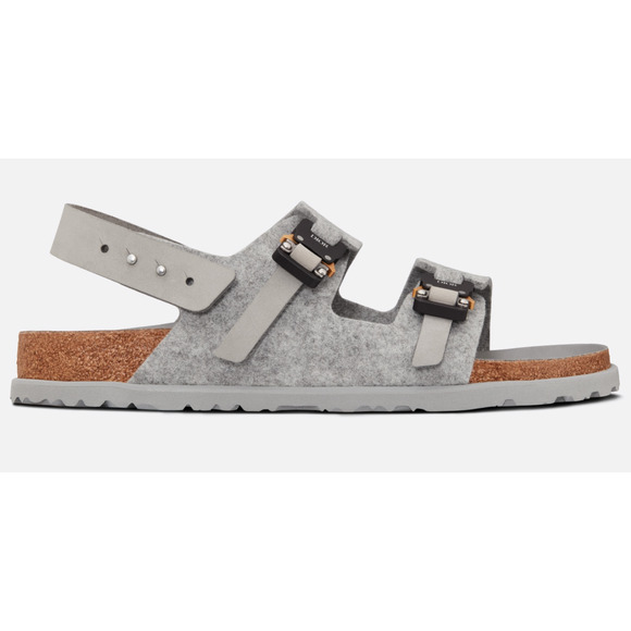 Dior By Birkenstock Milano Sandal Grey Felt Wool Slingback Buckle Flat 44 11 - Picture 3 of 9